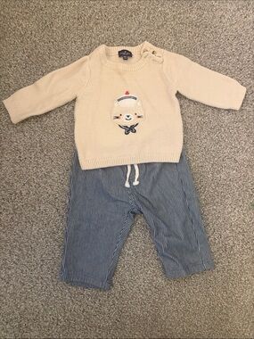 Sergent Major Cream Knit Baby Sweater and pants